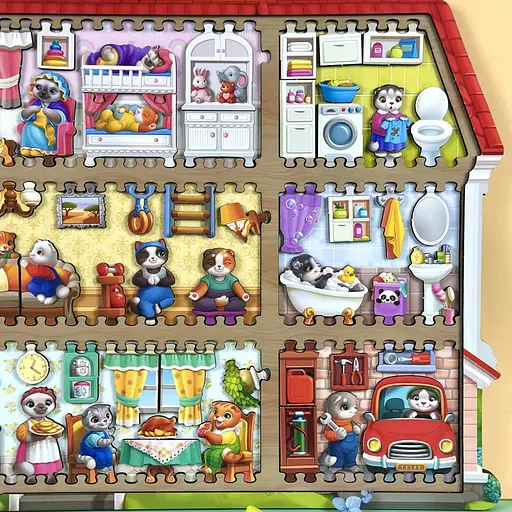 Дерев'яний пазл-вкладиш "Котячий літній будинок" Ubumblebees (ПСД272) PSD272 - фото 16