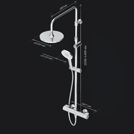 Душова система з термостатом Am.Pm X-Joy верхній душ 220 мм F0785A400, Хром - фото 11