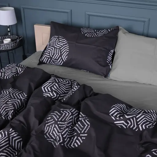 Простирадло MirSon Сатин 22-1379 Geometric Circles 150х220 см (2200010476446) - фото 4