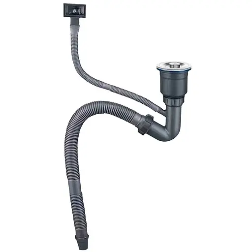 Золотий сифон для мийки на кухню з нержавійки з переливом - фото 4