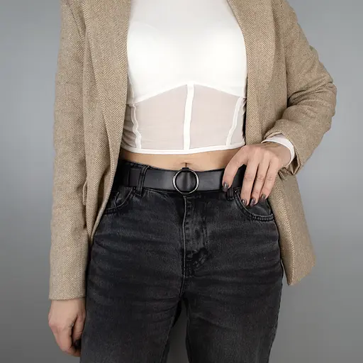 Ремень женский кожаный черный HC-3471 (130 см) под пиджак и пальто - фото 6