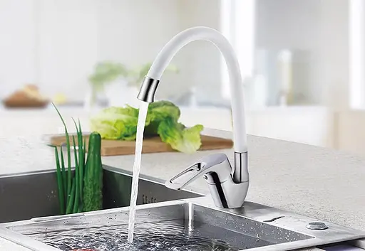 Змішувач для кухні Zegor YUB4-F181KW гнучкий гусак білий 30412 - фото 3