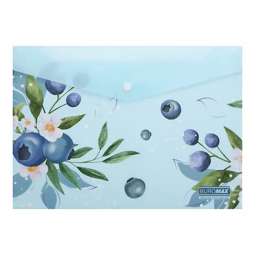 Папка-конверт А4 на кнопці BLUEBERRY ARABESKI морська хвиля BM.3943-17 BUROMAX матовий напівпрозорий пластик (4823126816296) - фото 1