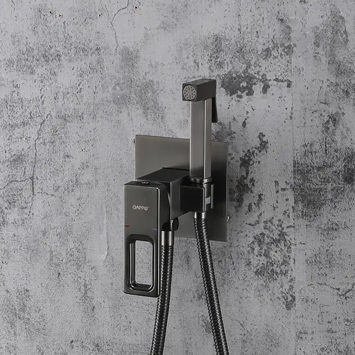 Набір гігієнічного душу прихованого монтажу Gappo G7217-9, Графітовий хром - фото 2