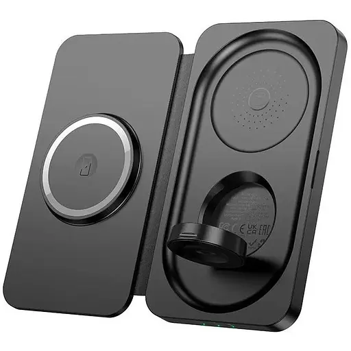 Зарядка Qi HOCO Triumph 3-in-1 travel folding wireless fast charger CQ13 |15W| - фото 1