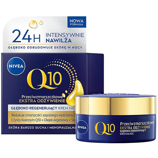 Восстанавливающий ночной крем Nivea Q10 против морщин Интенсивное питание 50 мл 