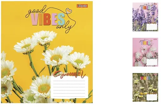 Зошити учнівські 18 аркушів клітинка. 1В Vibes, 25 шт. в упаковці