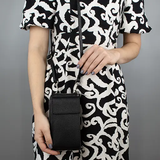 Гаманець з чохлом для телефону з ручкою на плече Virginia Conti 03047 чорний - фото 2