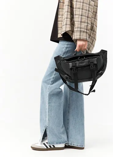 Большая женская поясная сумка бананка Sambag DynamicDart черная 38×21×7 см (80411101) - фото 4