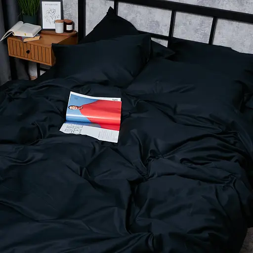 Комплект постельного белья Moon&Star Satin Premium Black Velvet Евро 200х220 см наволочки 2х70х70 см - фото 4