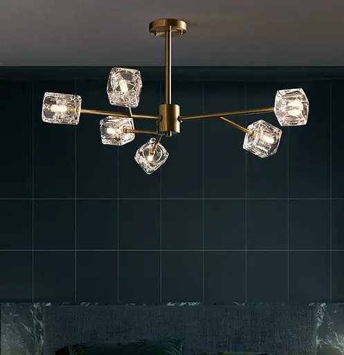 Світлодіодна люстра Кубик 8614 (Золота) на 6 плафонів - фото 2