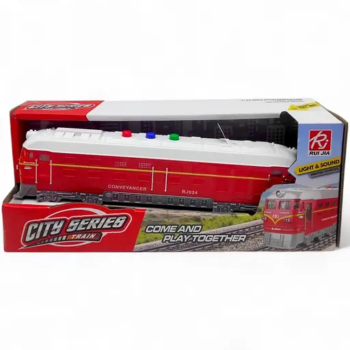 Поезд инерционный RJ024, звук, свет, в коробке (6920107889480) Красный - фото 1