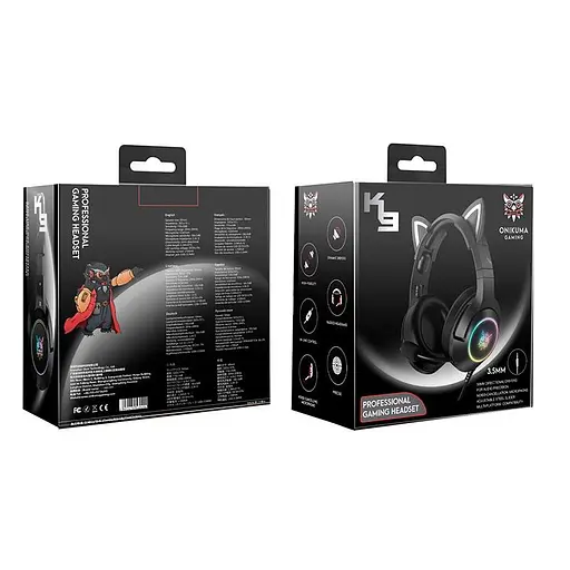 Дротова ігрова гарнітура Onikuma Gaming CAT with LED K9, USB, 3.5mm, 2.2m, black - фото 7