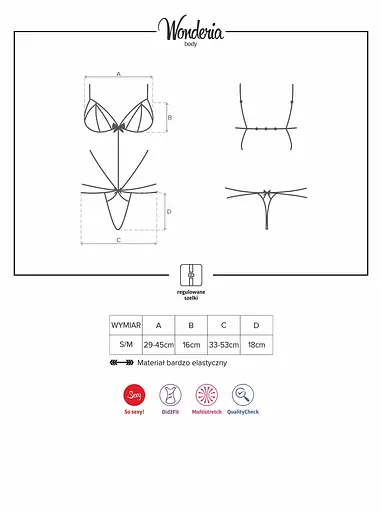 Боди Obsessive Wonderia S/M черный - фото 3