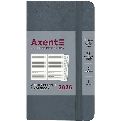 Еженедельник Axent 2026 Pocket Strong 90 x 150 мм серый (8508-26-62-A) - фото 2