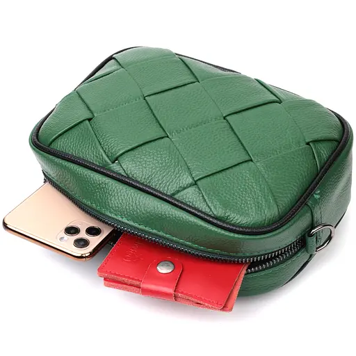 Кожаная сумка Vintage с переплетами 22х14х7.5 см sum0029010 - фото 8