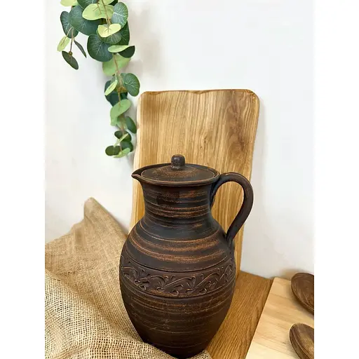 Глек 2.5 літра керамічний (глиняний) різьблений з ручкою декор - фото 7