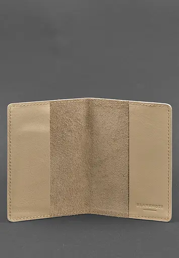 Кожаная обложка для паспорта и военного билета 1.3 светло-бежевая - фото 4