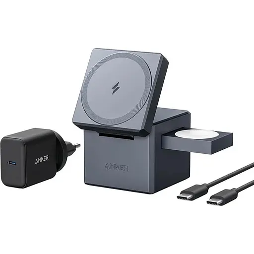 Бездротове зарядне ANKER MagGo Wireless Charging Station 15W 3-in-1 Cube Y1811G11 - фото 3