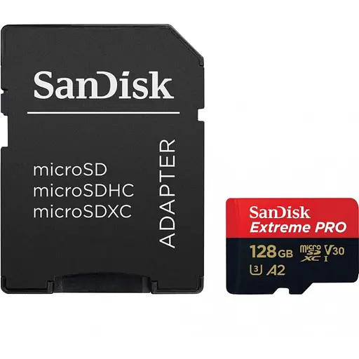Карта пам'яті SanDisk 128 GB microSDXC UHS-I U3 Extreme Pro + SD Adapter SDSQXCD-128G-GN6MA