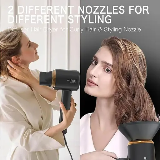 Фен для волосся Mifasol професійний з магнітною насадкою, що обертається та дифузором для кучерявого волосся - фото 6