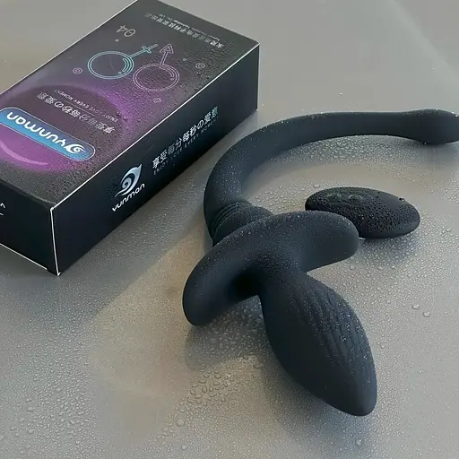 Силіконова анальна пробка хвіст із вібрацією - фото 4