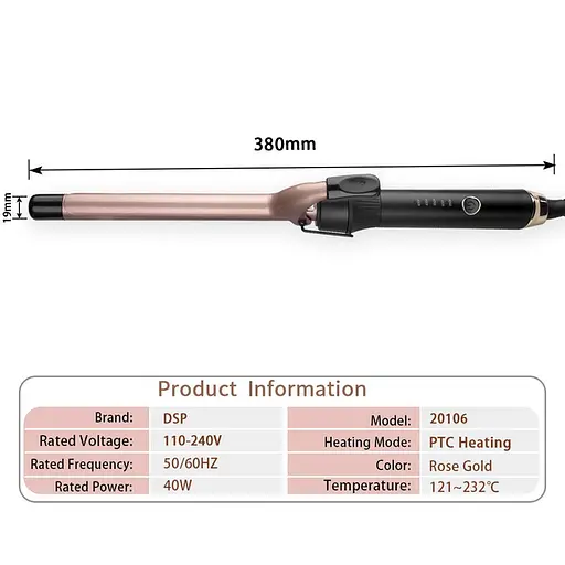 Плойка для завивки волос DSP 20106 керамика 19 мм Черный - фото 2