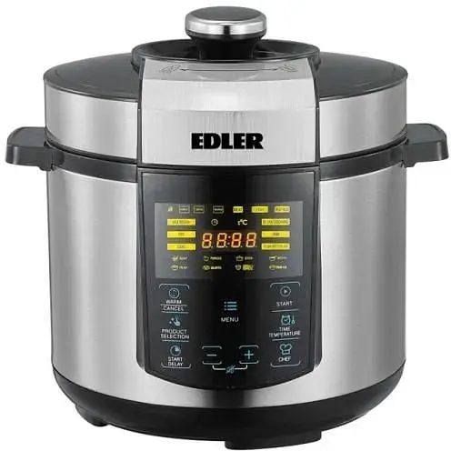 Мультиварка-скороварка Edler ED-PC2007 Black/Silver 900W сенсорне управління 5л дисплей 20 програм 20