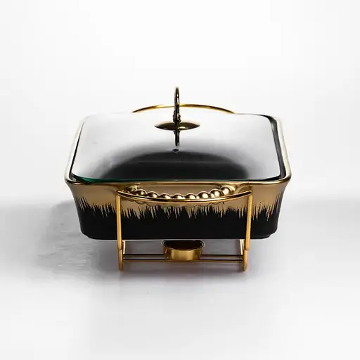 Мармітниця порцелянова Yiwu 2 л на металевій підставці з підігрівом 40х22.5х15.5 см чорний марміт для перших страв ML1106-15 - фото 4