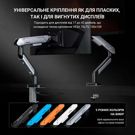 Кронштейн Anda Seat Stealth Pro II RGB 17''-42'' White AD-W-A9X-1S-BW - фото 13