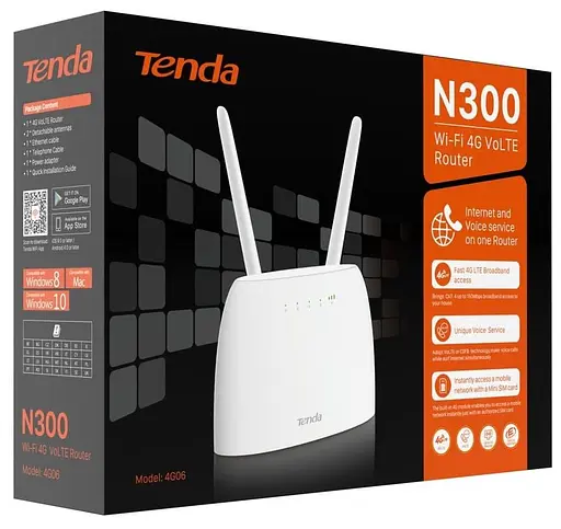 Роутер Tenda 4G06 N300, 4G/LTE, 1xFE LAN, 1xFE LAN/WAN, 1xRJ11, Cлот для SIM-карти (4G06) - фото 4