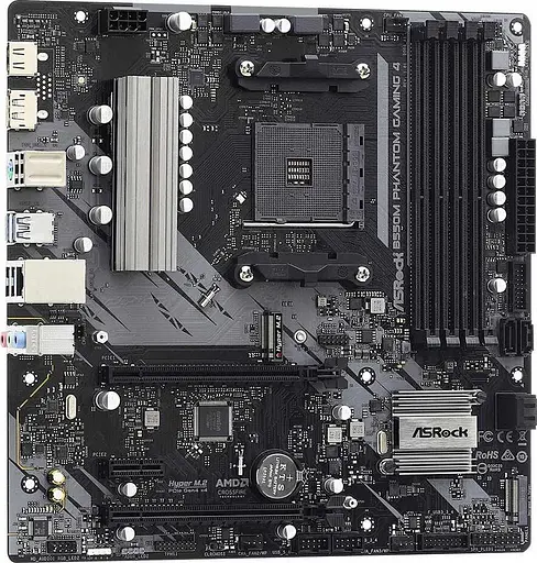 Материнская плата AsRock B550M Phantom Gaming 4 (B550M Phantom Gaming 4) (Socket AM4, AMD B550, Micro-ATX) - фото 2