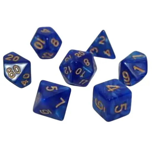 Набор кубиков Pearl 7 Dice Set - Blue (w-gold) , 7 шт. (g7dpearl11) - фото 1