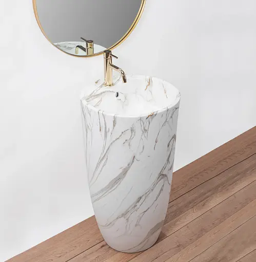 Умивальник Rea Anya lava matt напольний REA-U5803, Мармур - фото 5