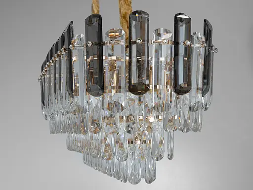 Кришталева люстра овальної форми для вітальні, зали на 8 ламп, золото - фото 3