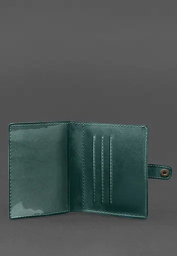 Кожаная обложка-портмоне для удостоверения офицера 11.0 зеленая - фото 4