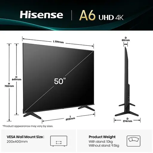 LED-телевізор Hisense 50A6Q - фото 3