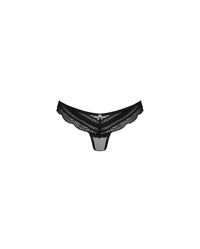 Напівпрозорі трусики із підвіскою Obsessive Ivannes panties black чорні S/M - фото 5