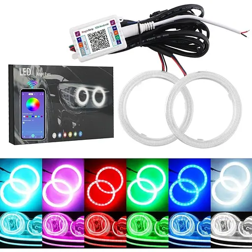 Автомобільна сигнальна лампа з кришкою Qasim LED 1-пара 60MM 60SMD COB RGB LED