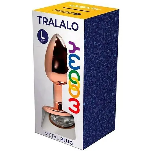 Металева анальна пробка Wooomy Tralalo Rose Gold Метал Plug size L діаметр 4 см довжина 9 см - фото 2