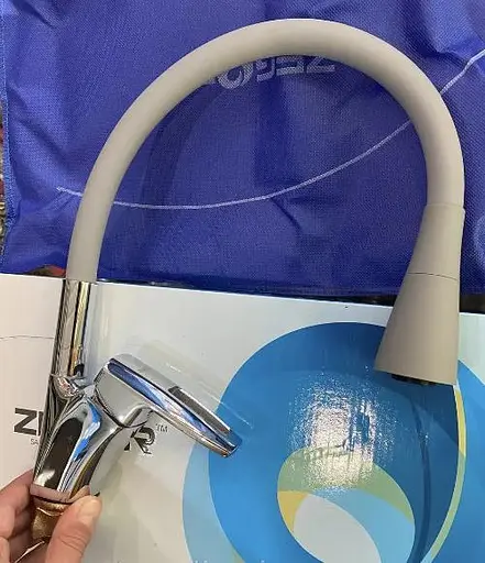 Змішувач для кухні одноважільний Zegor NOF4-F033GY гнучкий гусак Сірий 30412 - фото 2