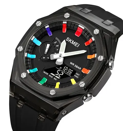 Наручний годинник чоловічий Skmei 2100 Black Black, 2100BKBK (18437) - фото 2