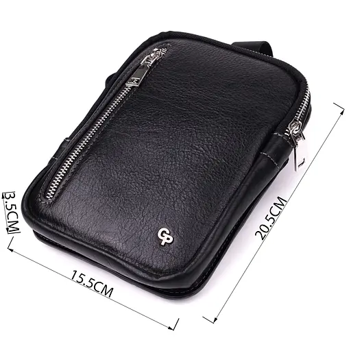 Прямоугольная мужская сумка бананка из зернистой натуральной кожи GRANDE PELLE 15,5х20,5х3,5 см sum0027006 - фото 3