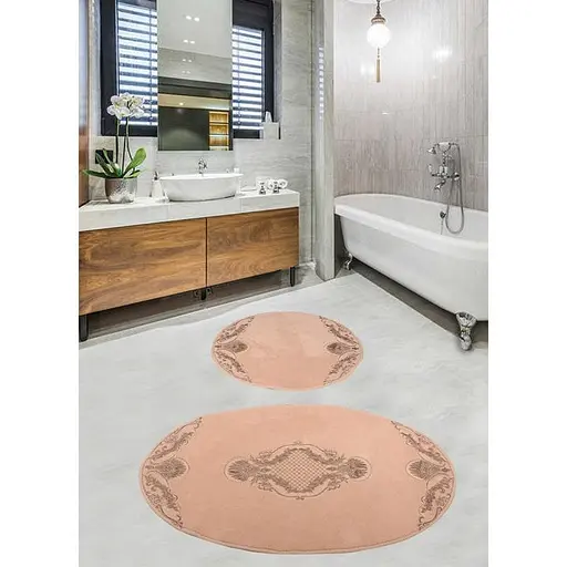 Набір килимків для ванної кімнати Diva Nice з гипюром Cappuccino 60 x 100 + 50 x 60