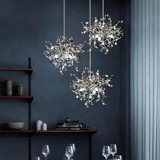 Підвісний хромований світильник з гнучких кружечків з металу Ø 40 см | Line F | Арт. 1030-400 CH - фото 8