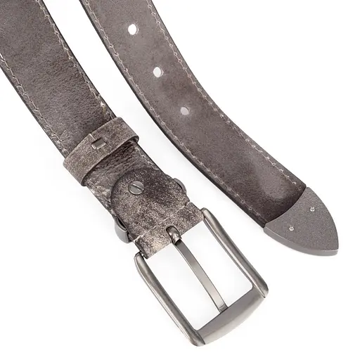 Ремінь чоловічий шкіряний JK-4006 бежевий потертий під джинси (125 см) - фото 3