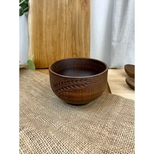 Салатник керамічний (глиняний)  0.7 л  різьблений коричневий