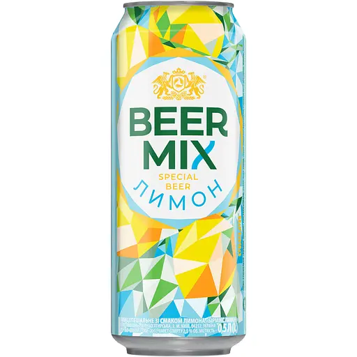 Пиво Оболонь Beermix Лимон светлое 2.5% ж/б 0.5 л (59268)