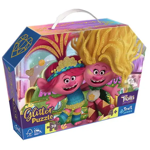 Пазл Trefl глиттерный Тролли 70 эл. (53021) - фото 1