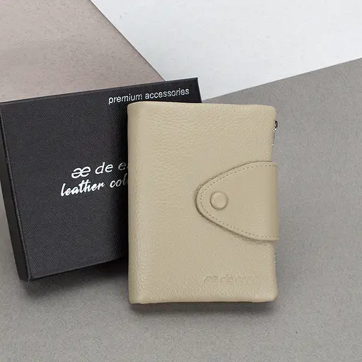 Гаманець жіночий шкіряний De Esse 14057-GD34 маленький бежевий - фото 1